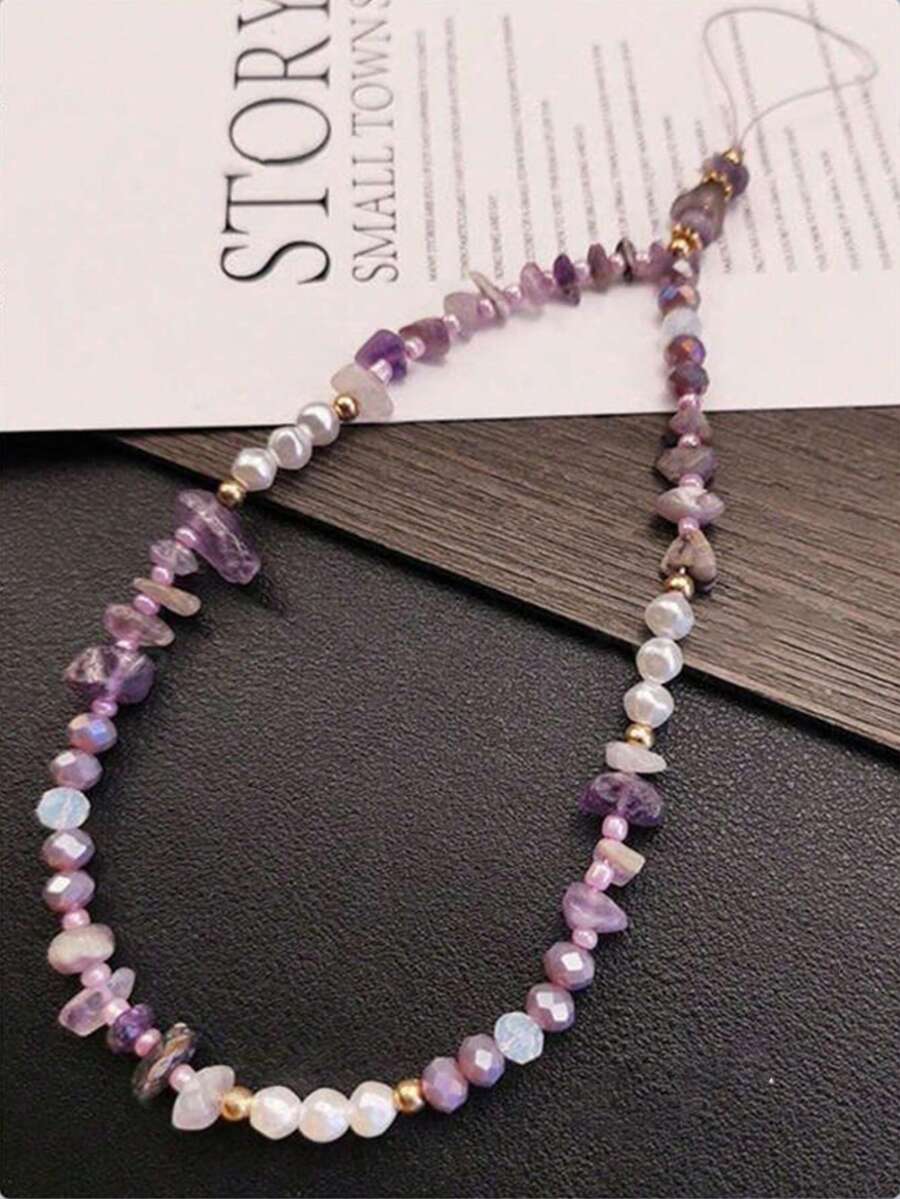 1 dây đeo điện thoại đính đá tím, tương thích với Android và hầu hết các điện thoại thông minh, quà tặng cho mẹ, gia đình, bạn bè, trẻ em, sinh nhật, ngày lễ. - Màu tím - Xem 1