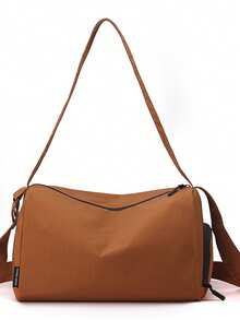 1 pieza Bolso impermeable para hombres con compartimento separado para zapatos, bolso de hombro/cruzado de gran capacidad en color negro sólido minimalista, bolso de equipaje multifuncional, adecuado para estudiantes, adolescentes, estudiantes universitarios, dormitorios, práctico y versátil, adecuado para volver a la escuela, vacaciones, viajes - Multicolor - Ver 16