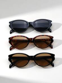 1副女士猫眼PC铆钉复古休闲街头风时尚眼镜 - 彩色 - 查看 4