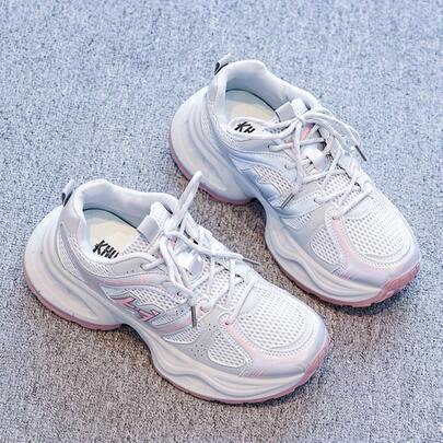 2025 Spring New Fashionable Thick Sole Chunky Sneakers, Lace-Up Casual Elevated Sports Shoes For Women