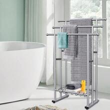 40 Tall Freestanding Towel Racks For Bathroom 3 Tier Floor Towel Rack With Storage Basket Blanket Ladder Drying And Display Rack For Large Bath Hand Towel Outdoor Poolside - Grey - View 3