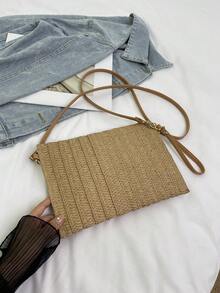 Túi xách cầm tay đeo chéo bằng rơm kiểu dáng thường ngày cho kỳ nghỉ - Màu Khaki - Xem 5
