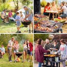 BLUEDREAMER BBQ Tools Set 34 Kit de Accesorios para ParrillaJuego de Barbacoa Utensilios y Cubiertos para Parrilla Asador Carne Asada Acero Inoxidable con Familiares al Aire Libre Picnic de Camping - Blanco - Ver 7