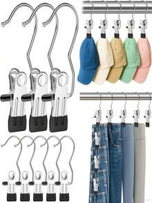 10-Piece Pack Of Stainless Steel Clothespins, Clothes Clips With Hooks, Can Be Used As Trouser Racks And Wardrobe Storage Racks, Suitable For Clothes, Towels And Sheets, A Must-Have For The Laundry Room On Holidays! - Multicolor - View 2