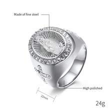 1pc Virgin Mary Shape Rhinestone Inlay Stainless Steel Ring, 18k Gold Plated Hand Accessory - Stainless Steel Ring - View 4