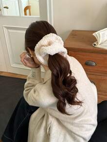 Scrunchies de Fleece Quente, Elásticos de Cabelo Estilo Coreano Tipo Rosquinha, Porta-Rabos de Cabelo, Elásticos de Cabelo Scrunchie como Presente de Acessórios para o Dia dos Namorados