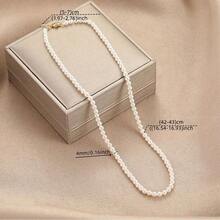 1pc Handmade Faux Pearl Beaded Necklace, Elegant Vintage Style, Hypoallergenic Luxury Jewelry, Perfect Gift For Mother's Day, Valentine's Day, Wedding & Celebrations, Versatile Daily Charm For Women Valentines,Mom,Mother,Mother's Day,Gift