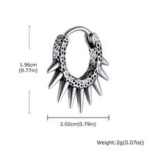 Pendientes de aro de acero inoxidable estilo punk con remaches color acero - EH-820S02-1 - Ver 2