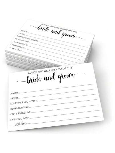 50 Adet Düğün Tavsiye ve Dilek Kartı, Gelin ve Damat İçin Tavsiyeler, Bay ve Bayan, 4x6 Beyaz Düğün Tavsiye Kartları, Düğün Resepsiyonu Dekorasyonları, Gelin Partisi İçin
