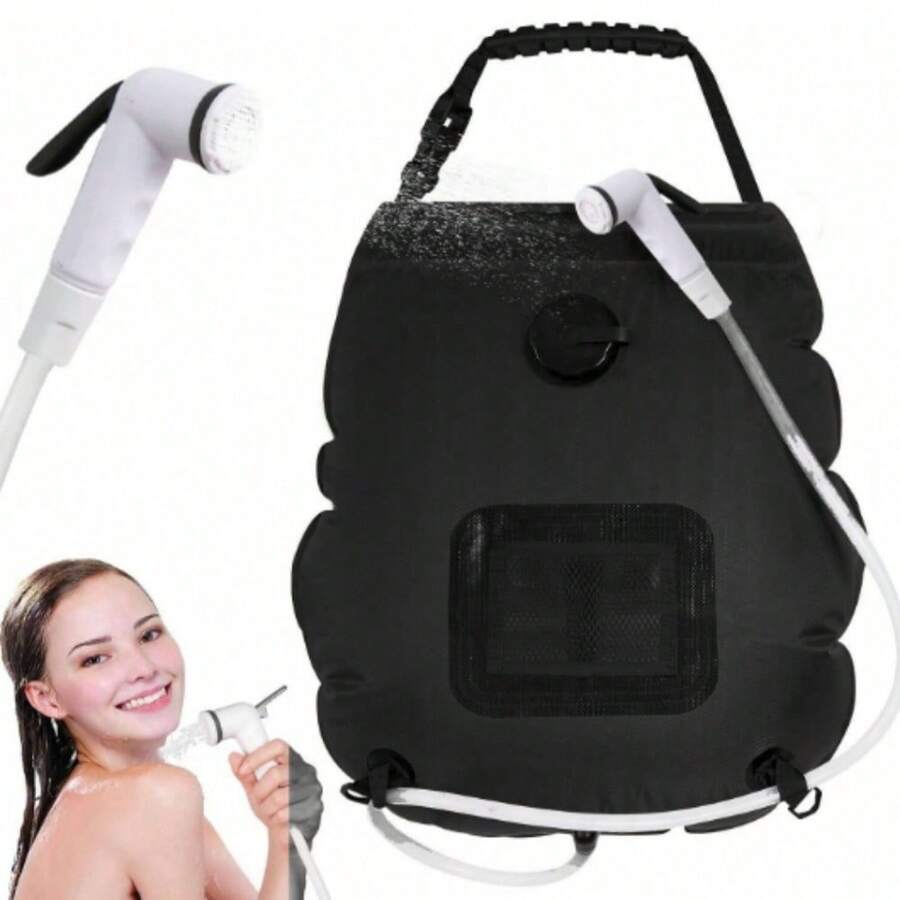 Portable Solar Shower Bag, PP Material With Detachable Hose And Adjustable Shower Head - Perfect For Outdoor Travel, Hiking, Camping, Beach And Swimming - Create Warm, Refreshing Shower Anywhere, Camping Gear, Travel Essentials, Outdoor Activity Equipment, Personal Care, Gifts For Men And Women