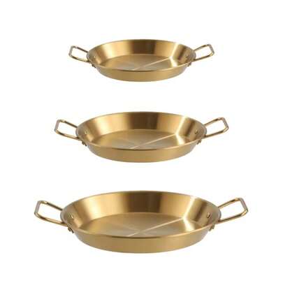 3PCS/Set  Seafood Rice Pot Frying Pan Double Ear Crayfish Plate Pan Stainless Steel Fri   22cm  24cm  26cm