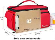 Mancro Bolsa de Primeros Auxilios Vacía, Botiquin de Emergencia Portátil con Múltiples Bolsillos y Organizador para Paramédicos, Viaje, Camping y Hogar, Rojo - Rojo y blanco - Ver 2