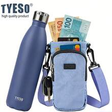 TYESO Crossbody Water Bottle Bag In Three Sizes With Cell Phone And Key Pocket, Adjustable Strap, 1 Piece Portable Water Bottle Holder For Casual Outdoor Use With Shoulder Strap, Accommodates 32oz Bottles, Water Bottle Holder Bag With Phone Pocket, Water Bottle Pouch With Crossbody Strap For Hiking, Trail, Travel, Camping (Water Bottle Not Included, Random Letter On Bag Surface), Back To School Supplies - 所以 - 查看 8