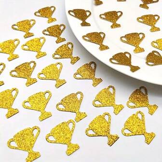 120 piezas de confeti con forma de trofeo dorado para decoración de mesa de fiesta