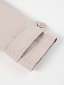Women's Double-Breasted Windbreaker, Commuting Casual Jacket, Solid Color Design, Fashionable And Versatile For Spring And Autumn - Beige - View 9