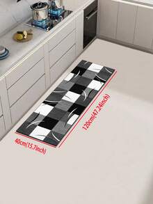 [HOT!!!] 1pc Soft Rubber Kitchen Mat, 3.5mm Thick Kitchen Rug, Black & White Crescent Design Luxury Minimalist Style Absorbent Kitchen Mat, Customizable Size, Surface Fabric, Middle Sponge Layer, Bottom Rubber Layer, Suitable For Kitchen Rugs, Kitchen Decor, Wedding Decor, Home Decor, Bathroom Mats, Entryway Mats, Laundry Room Mats, Hallway Rugs, Living Room Mats, Etc. - Multicolor - View 18