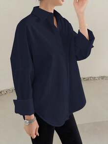 Blouse noire ELVA, style rétro luxueux à pois, coupe ample à manches longues, convient pour le port au bureau pour les femmes, y compris les hauts de travail, l'automne, la rentrée scolaire, la tenue de cérémonie de la rentrée scolaire, le style boyfriend pour les enseignants, la tenue de bureau décontractée, les vêtements d'hiver, les hauts pour le Nouvel An et l'été. Saint-Valentin, Nouvel An