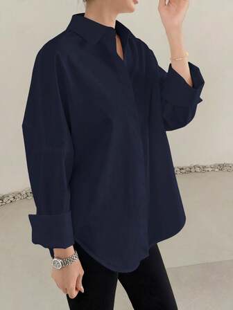 ELVA 复古风宽松长袖女士职业套装，适合女性工作、秋季、返校季、返校节、男友风教师装、商务休闲、冬季女装、新年装、夏季上衣