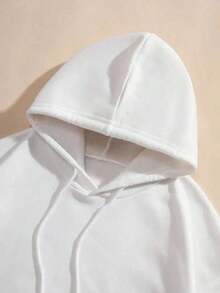 Sudadera con capucha para hombre de 1 pieza: mezcla de algodón y poliéster, estampado exquisito, adecuada para exteriores, ideal para desplazamientos en otoño e invierno. - Blanco - Ver 3