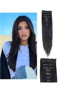 Black Clip In Straight Extensions 8pcs Human Hair Double Weft,Remy Hair Straight Remy Clip In Hair Extensions Straight Hair Extensions 8-30 Inch Hair Clips,20 Clips Natural Black Straight Clip Human Hair Extension With Natural Black Extensions Clip - SNatural - View 5