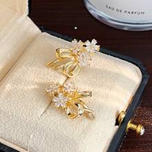 Forest Style  Flower Metal Bowknot Earrings French Retro High-End Earrings Exquisite Light Luxury Fashion Ear Jewelry - E6357 Silver Needle - Silver - View 3