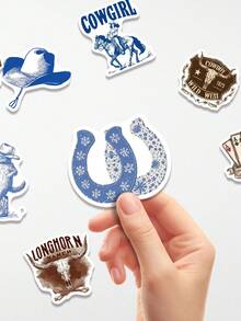 50 pièces Pack de stickers plats 2D thème esthétique cowboy, autocollants vinyle non répétitifs, décoration délicate amovible sans résidu. Parfait pour la rentrée scolaire, les récompenses en classe, les cadeaux de Noël, d'Halloween, de fête, d'anniversaire. Idéal pour décorer les ordinateurs portables, les voitures, les bagages, les scooters, les cahiers, les tasses, les tablettes, les étuis de téléphone. Impression haute résolution, couleurs vives, cadeaux amusants pour les étudiants, les adolescents, les employés de bureau. Fournitures et papeterie pour scrapbooking. - Esthétique cowboy - Voir 7