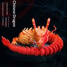 35.43英寸和23.62英寸3D打印中国龙雕像，关节灵活，可作家居及汽车装饰、桌面摆件、创意收藏玩具或节日礼物。