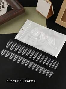 FULL BEAUTY 60 szt. owalnych, migdałowych form do przedłużania paznokci, form pośrednich, podwójnych form do paznokci, szybko budujących, żelowych, akrylowych, sztucznych paznokci, przedłużających narzędzie do manicure - Przezroczysty - Zobacz 10