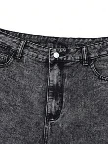 复古蓝色宽松阔腿牛仔裤，新款休闲直筒裤，适合度假、节日、牛仔套装、牛仔裤、长裤、外出等场合，女士牛仔裤，女士牛仔套装，女士牛仔裤，下装 - 黑色 - 查看 7