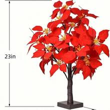 2-Pack Red Flower LED Christmas Tree Lights, Simulated Phoenix Flower Tree Lights, Suitable For Interior Decoration, Living Room, Desktop, Party, Wedding, Thanksgiving, Christmas Holiday Atmosphere Decoration, Festive Desktop Decorative Table Lamp, Must-Have Gift - 紅花樹 - 查看 4