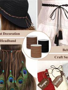 1Roll 1791in Floral Deerskin Velvet Chenille String Jewelry Leather Strap Flower Gift Box Decorative Bouquet Ribbon Handmade Diy Necklace, Bracelet Strap Jewelry Making Handmade Craft Supplies -Beading Cords & Threads - 1791inch - View 7