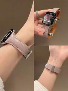 Chic Apple-Inspired Magnetic Leather Watch Band With Freely Adjustable Sizing | Sleek Design, Compatible With Apple Watch Ultra/SE/Series 11/10/9/8/7/6/5/4/3/2/1 | Fits 38mm 40mm 41mm 42mm 44mm 45mm 46mm 49mm - 38/40/41mm (s10) 42mm - View 3