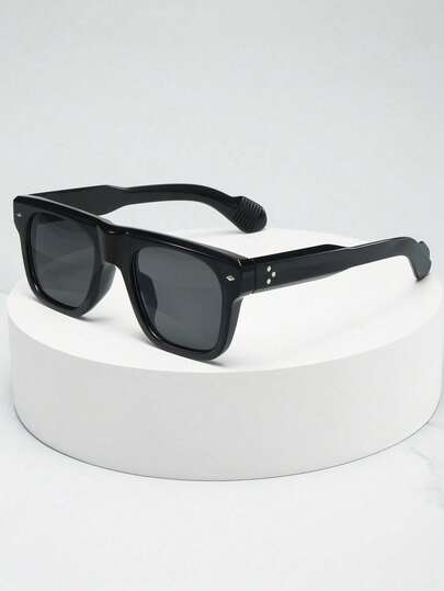 1pc Unisex Retro Square Large Frame Personalized Minimalist Fashion Fashion Glasses, Suitable For Driving, Travel, Casual, Daily Wear