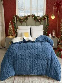 Extra Thick Taffy Fleece Comforter - Ultra Soft Plush Winter Quilt, Twin/Queen/King, Gray & Blue, Machine Washable - Màu xanh lam - Xem 4
