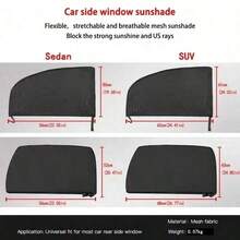 Easy Pie Selection 2 Or 4 Pieces Car Window Nets, Universal Mosquito Screens For All Cars - Ventilated Protection For Sunshade, Door And Side Window - Black - View 14