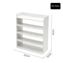 LIVINGANDHOME Living And Home 5-8 Tier Sturdy MDF Shoe Rack White Raised Guardrail Rounded Edges Vertical Storage Organizer For Home Entryway Bedroom Closet - White 62cm W X 26cm D X 72cm H - View 7