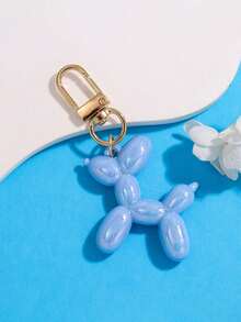 1个银色星星气球小狗钥匙扣 - 时尚手提包、背包和钱包配饰，配有心形吊坠和可调节扣环，可作包包挂饰钥匙圈、汽车钥匙链，是送给女性的独特礼物，适合生日和节日。