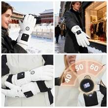 Guantes De Invierno Calefactables, Recargables con 3 Niveles De Temperatura Calentador De Manos para Clima Fro Nevado, para Hombres Mujeres Ancianos Esqu Snowboard Motociclismo Ciclismo - En blanco y black - Ver 1