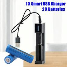 18650 USB Rechargeable Battery, 3000mAh Large-Capacity 3.7V Lithium-Ion Battery, 18650 Flashlight Headlamp Battery Set - 藍色 - 查看 5