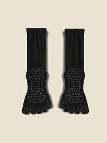 1 Pair Colorblock Five Toe Yoga Socks, High Elasticity & Comfort, Moisture-Wicking, Anti-Slip & Shock-Absorbing, Suitable For Gym, Yoga, Pilates, Indoor Fitness, Gift - Multicolor - View 10