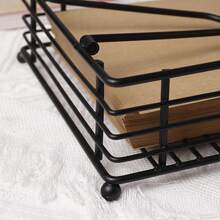 Flat Napkin Holder With Weighted Arm, Windproof Paper Towel Dispenser, Suitable For Indoor And Outdoor Use, Black Metal Napkin Dispenser, Applicable For Hotel, Restaurant, Cafe, Living Room, Bedroom, Office, Bathroom, Dining Table, Dormitory, Wedding, Party And Other Occasions - Multicolor - View 8