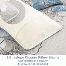 Piezas de edredón con estampado floral para cama, elegante colcha bohemia con 2 fundas de almohada, ropa de cama ligera de microfibra para todas las estaciones - Flor azul - Ver 6