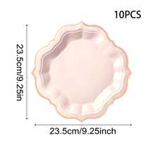 10pcs Platinum Party Plates, Gold Foil Dessert Paper Plates With Scalloped Edges, Disposable Cake Plates Suitable For Tea Party, Birthday, Bridal Shower, Baby Shower, Wedding Receptions - TOP - View 14