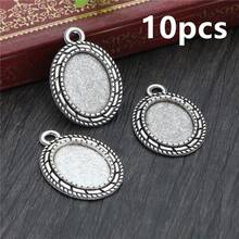 10个13x18毫米内径合金金属椭圆形吊坠凸面宝石空白底座镶嵌托盘DIY珠宝制作配件，适用于项链、耳环、手链 - 卡寶石底托 - 查看 28