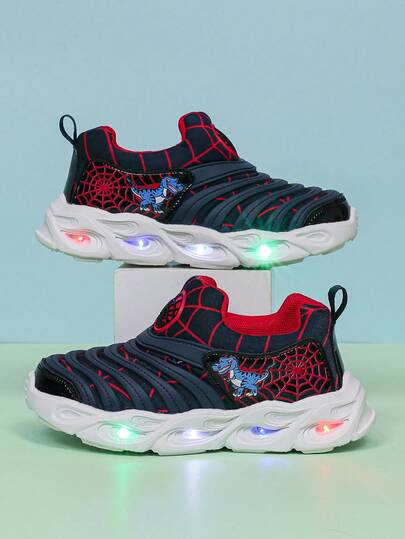 卡特彼勒舒适时尚LED灯光网面透气运动鞋，男女童皆宜 - 休闲、减震、四季防滑户外跑步和步行鞋