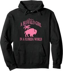 Winter Clothes For Women Buffalo Girl In Florida World Pullover Hoodie - Black - View 1