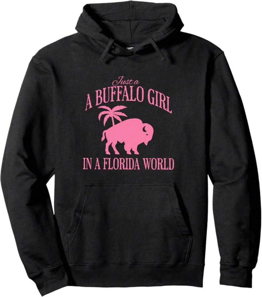 Winter Clothes For Women Buffalo Girl In Florida World Pullover Hoodie - Black - View 1