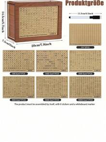 1个木制小猪存钱罐 - 配有8个可替换的储蓄目标贴纸，可用于存放现金和硬币，适合情侣储蓄挑战，装饰性小猪存钱罐，是节日、情人节、圣诞节的绝佳礼物。