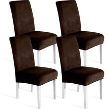YSTYLE 4-Piece Velvet Back Chair Cover, Universal Chair Cover, Elasticised Scratch-Proof Cat Chair Cover, High Back Chair Cover, Living Room Chair Cover - Coffee Brown - View 8