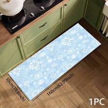 1pc Christmas Snowflake Pattern Floor Mat, Kitchen Floor Protective Pad, Comfortable Standing Mat, Living Room Bedroom Bathroom Laundry Office Area Rug, Home Decor Indoor